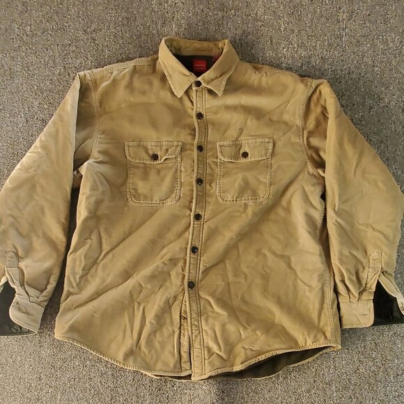 Arrow Other - ARROW Vintage Shacket Men's L Tan Corduroy Heavy Flannel Lined Shirt Jacket